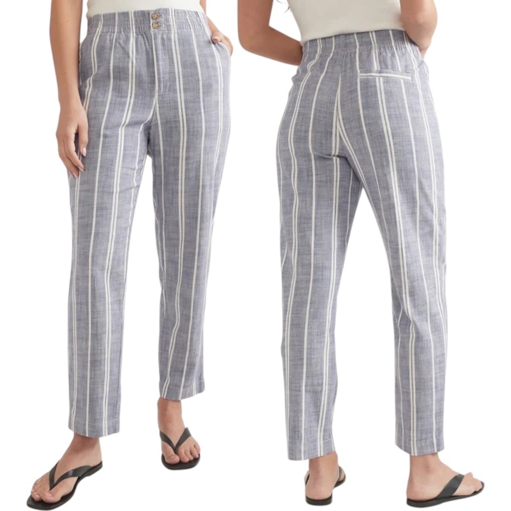 Marine Layer Elle Pull On Relaxed Travel Pant Skipper Blue‎ Stripe Women XL NWT